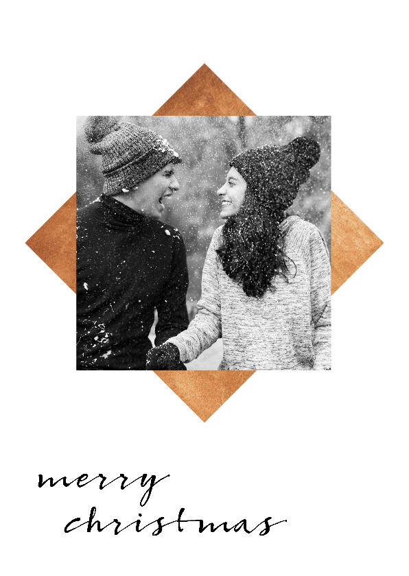 Kerstkaart met goudlook vlak en handgeschreven tekst - Kerstkaarten Kerstkaarten - Kerstkaart met goudlook vlak en handgeschreven tekst