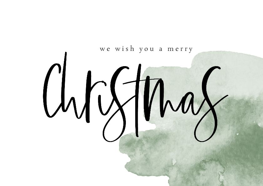 Kerstkaart met groene waterverf en handlettering - Kerstkaarten Kerstkaarten - Kerstkaart met groene waterverf en handlettering