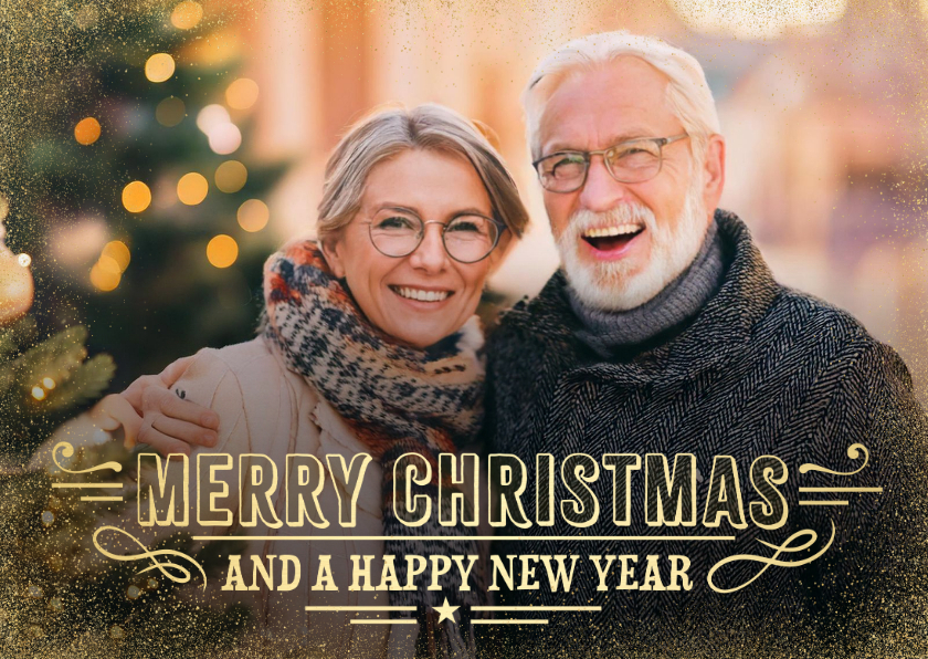 Kerstkaart met grote eigen foto en nostalgische typografie - Kerstkaarten Kerstkaarten - Kerstkaart met grote eigen foto en nostalgische typografie