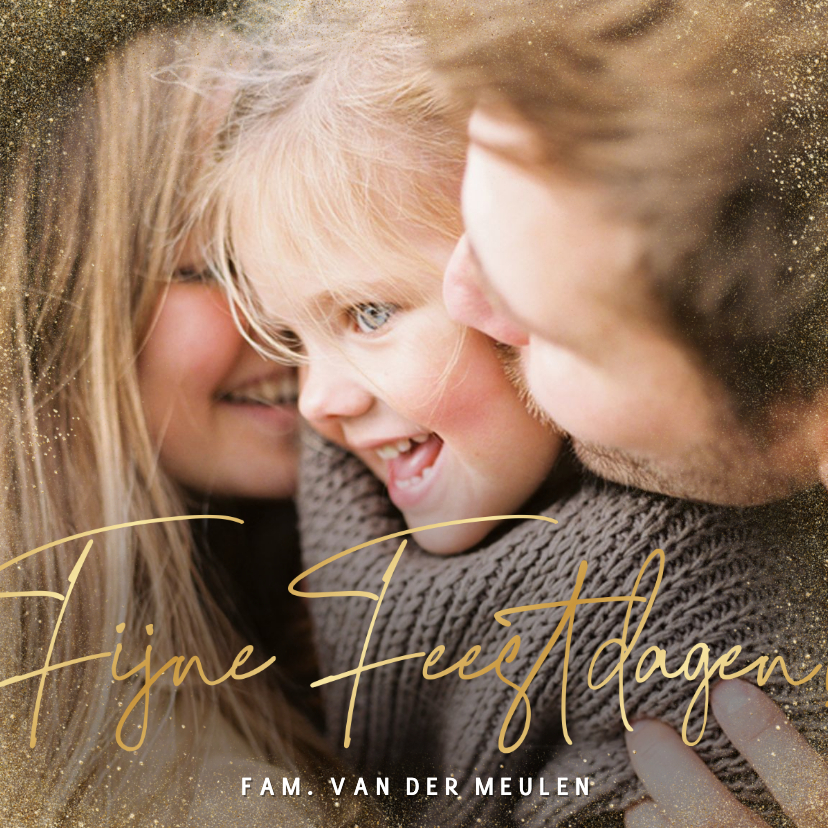 Kerstkaart met grote eigen foto, foliedruk en glitter kader - Kerstkaarten Kerstkaarten - Kerstkaart met grote eigen foto, foliedruk en glitter kader