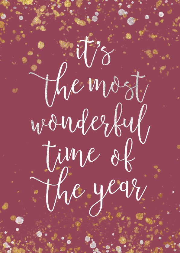Kerstkaart met handgeschreven tekst en gouden confetti - Kerstkaarten Kerstkaarten - Kerstkaart met handgeschreven tekst en gouden confetti