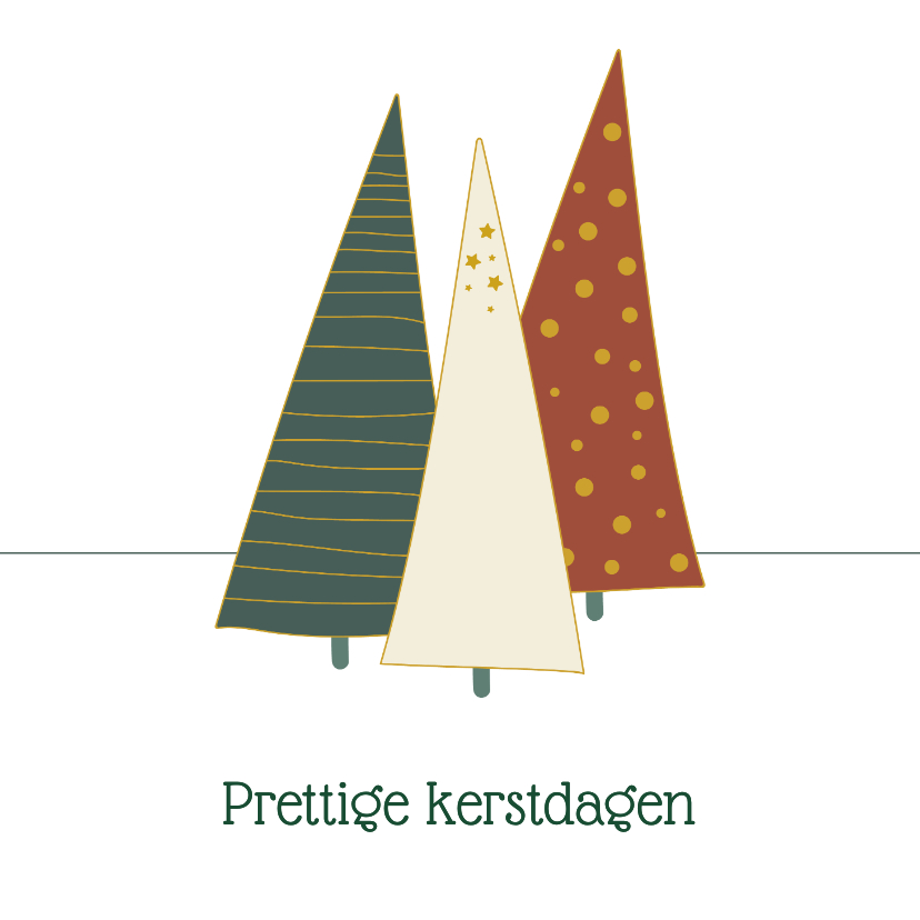 Kerstkaarten - Kerstkaart met illustratie kerstbomen