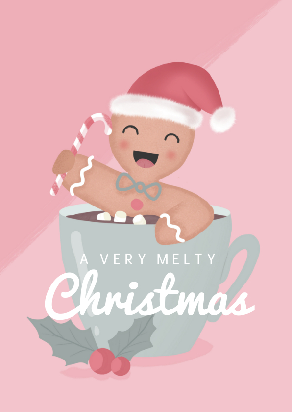 Kerstkaarten - Kerstkaart met illustratie van gingerbread mannetje