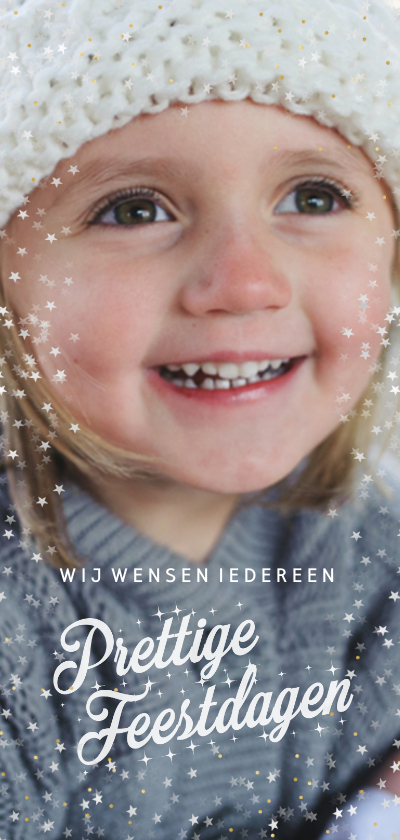 Kerstkaart met kader van sterretjes en gouden stipjes - Kerstkaarten Kerstkaarten - Kerstkaart met kader van sterretjes en gouden stipjes