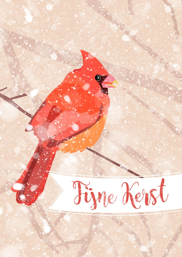 Kerstkaart met Kardinaal vogel - Kerstkaarten Kerstkaarten - Kerstkaart met Kardinaal vogel