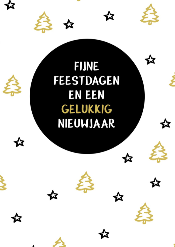 kerstkaart met kerstboom en sterren - Kerstkaarten Kerstkaarten - kerstkaart met kerstboom en sterren