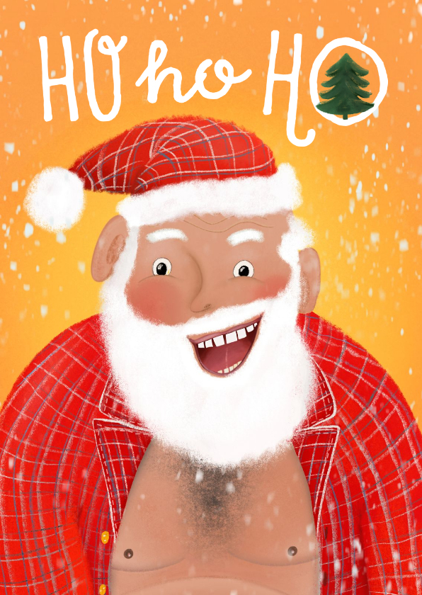 Kerstkaart met kerstman in pyjama - Kerstkaarten Kerstkaarten - Kerstkaart met kerstman in pyjama