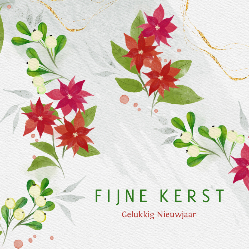 Kerstkaart met kerststerren waterverf - Kerstkaarten Kerstkaarten - Kerstkaart met kerststerren waterverf