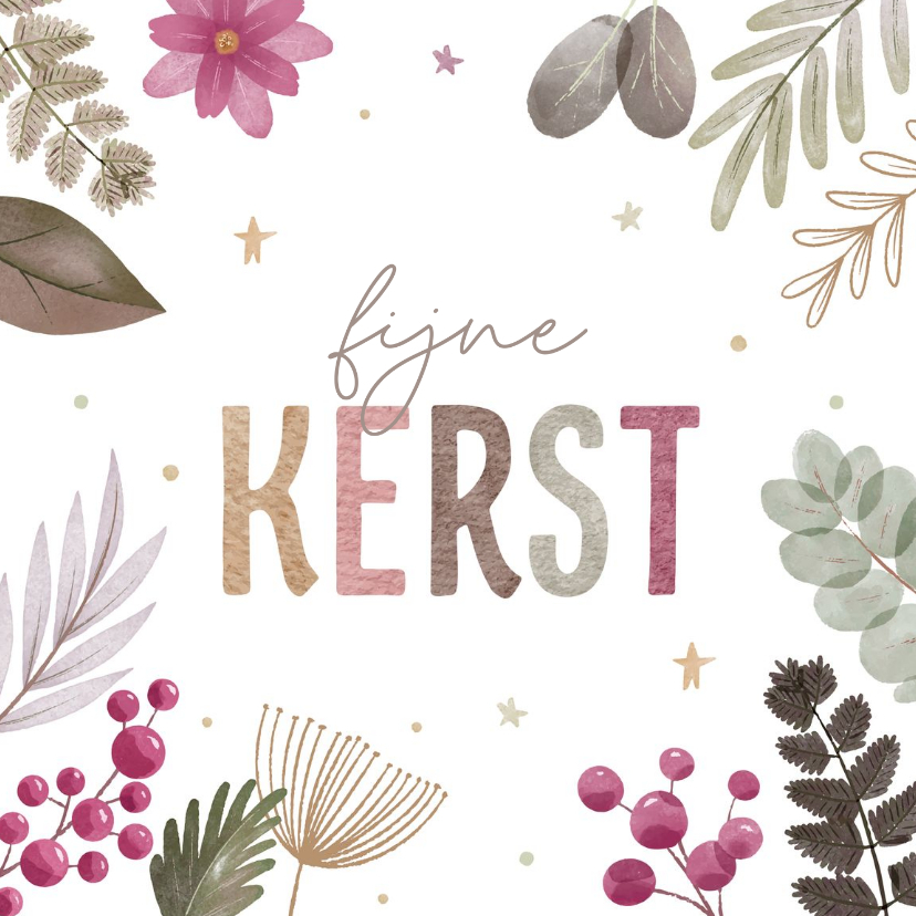 Kerstkaart met kleurrijke waterverf tekst - Kerstkaarten Kerstkaarten - Kerstkaart met kleurrijke waterverf tekst