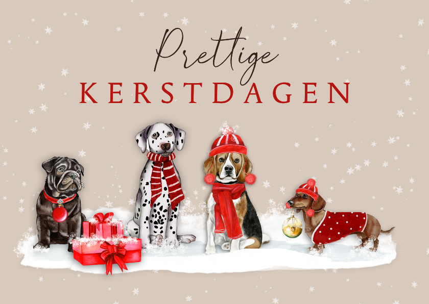 Kerstkaart met leuke hondjes - Kerstkaarten Kerstkaarten - Kerstkaart met leuke hondjes