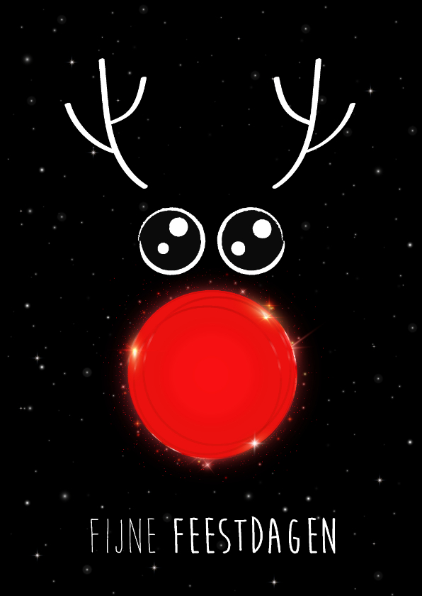 Kerstkaart met rendier met rode neus - Kerstkaarten Kerstkaarten - Kerstkaart met rendier met rode neus
