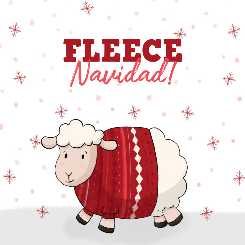 Kerstkaart met schaap in fleece trui - Kerstkaarten Kerstkaarten - Kerstkaart met schaap in fleece trui