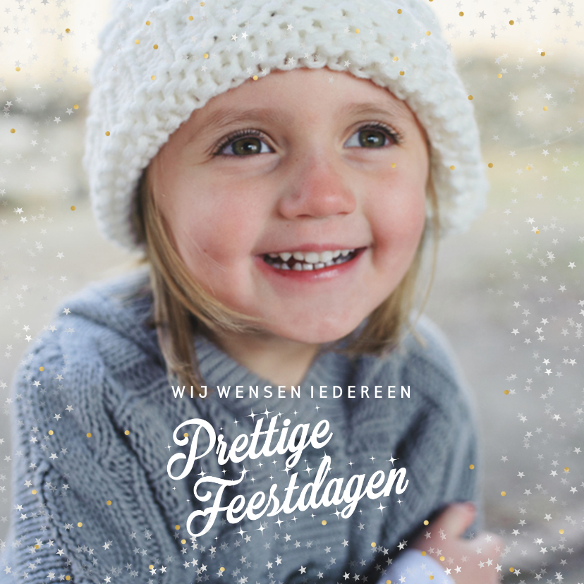 Kerstkaart met sterren en gouden stipjes - Kerstkaarten Kerstkaarten - Kerstkaart met sterren en gouden stipjes