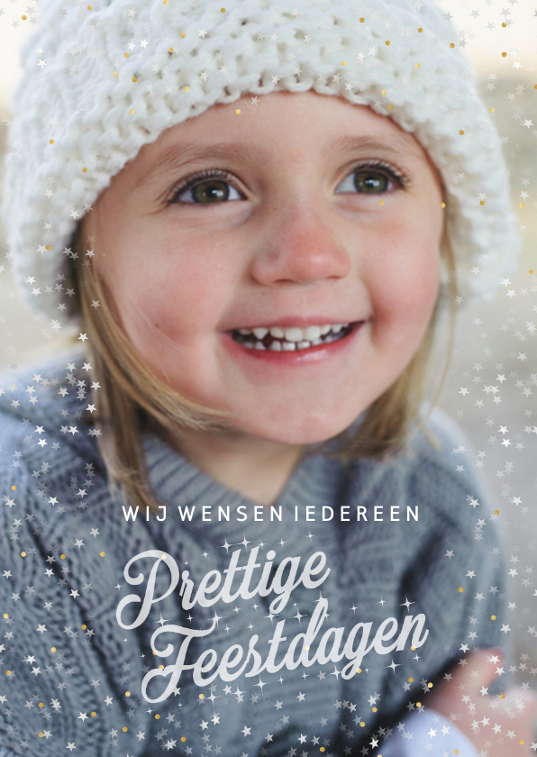 Kerstkaart met sterretjes en gouden stipjes - Kerstkaarten Kerstkaarten - Kerstkaart met sterretjes en gouden stipjes