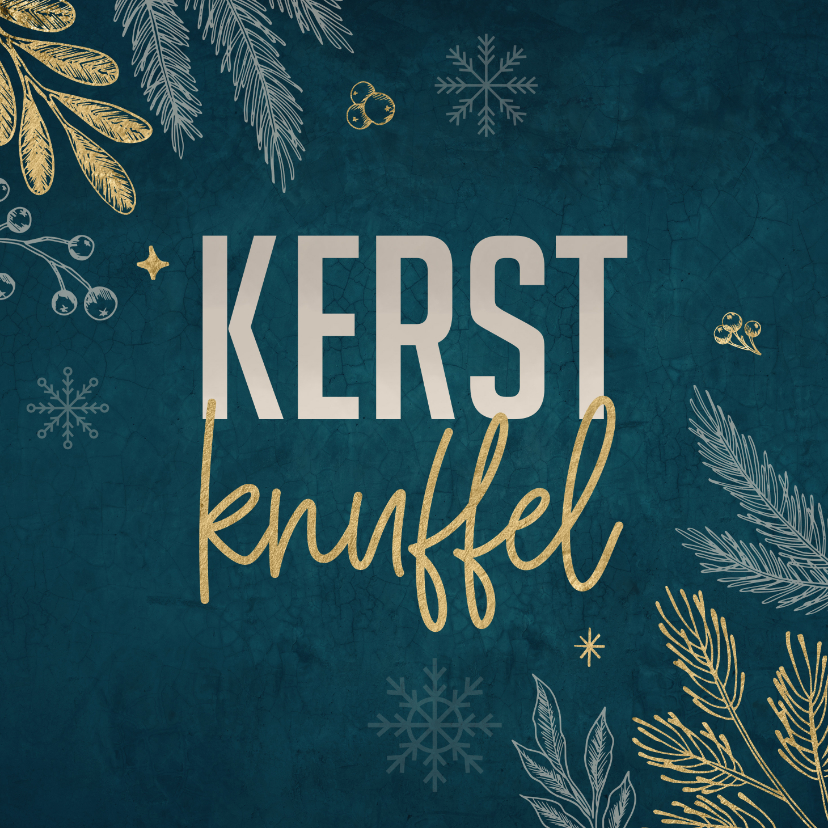 Kerstkaarten - Kerstkaart met takken en sneeuwvlokken