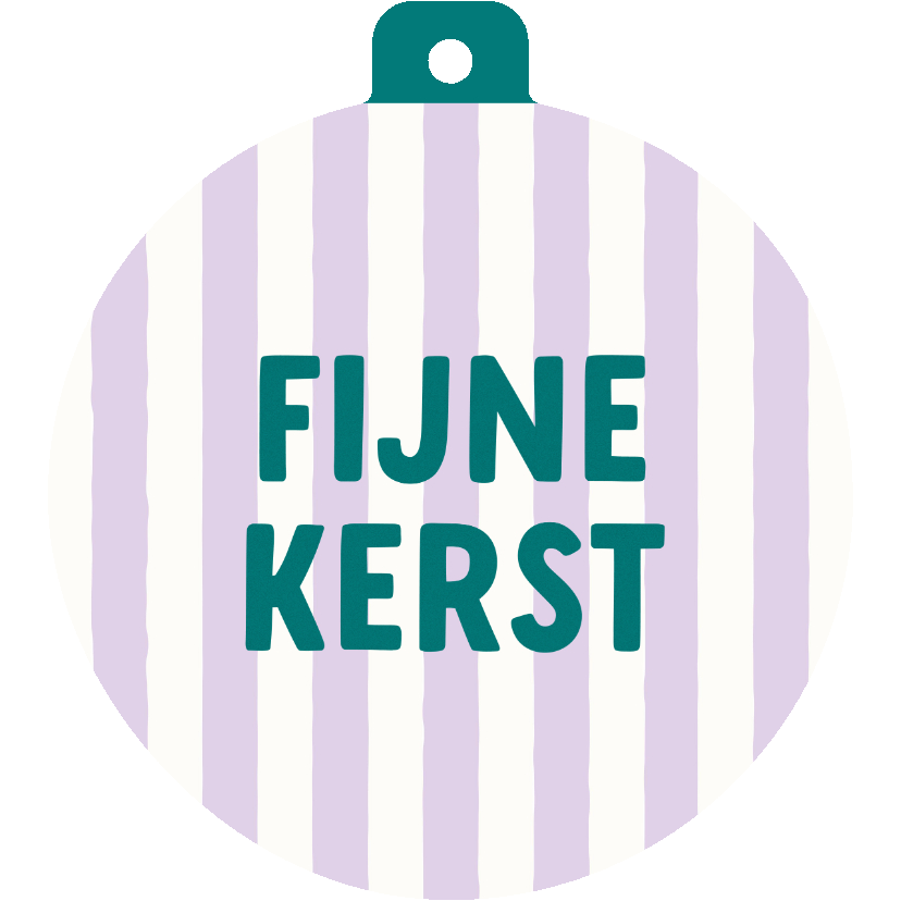 Kerstkaart minimalistisch kerstbalvorm gestreept paars groen - Kerstkaarten Kerstkaarten - Kerstkaart minimalistisch kerstbalvorm gestreept paars groen