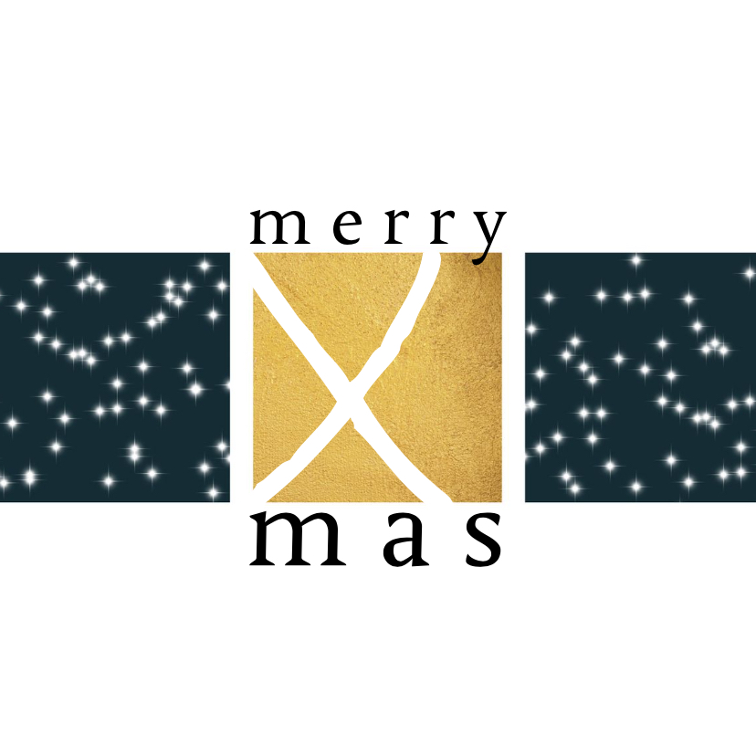 Kerstkaart modern, goudlook en sterretjes - Kerstkaarten Kerstkaarten - Kerstkaart modern, goudlook en sterretjes