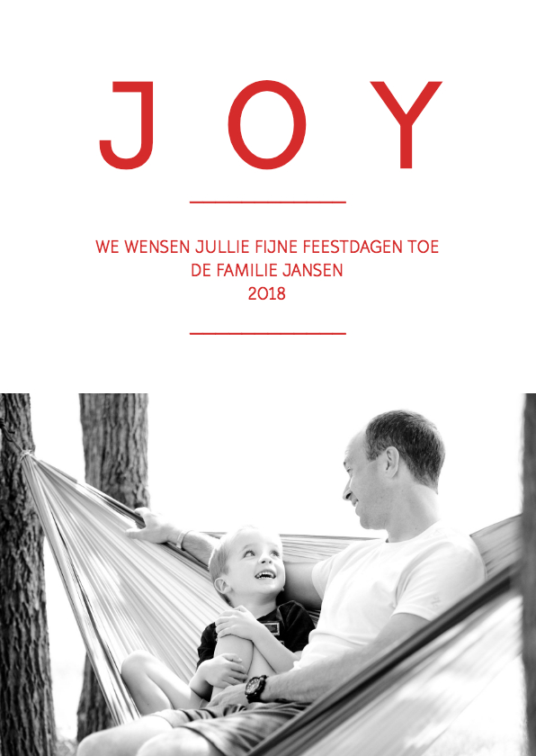 Kerstkaart modern Joy, Love & dennen naalden - Kerstkaarten Kerstkaarten - Kerstkaart modern Joy, Love & dennen naalden