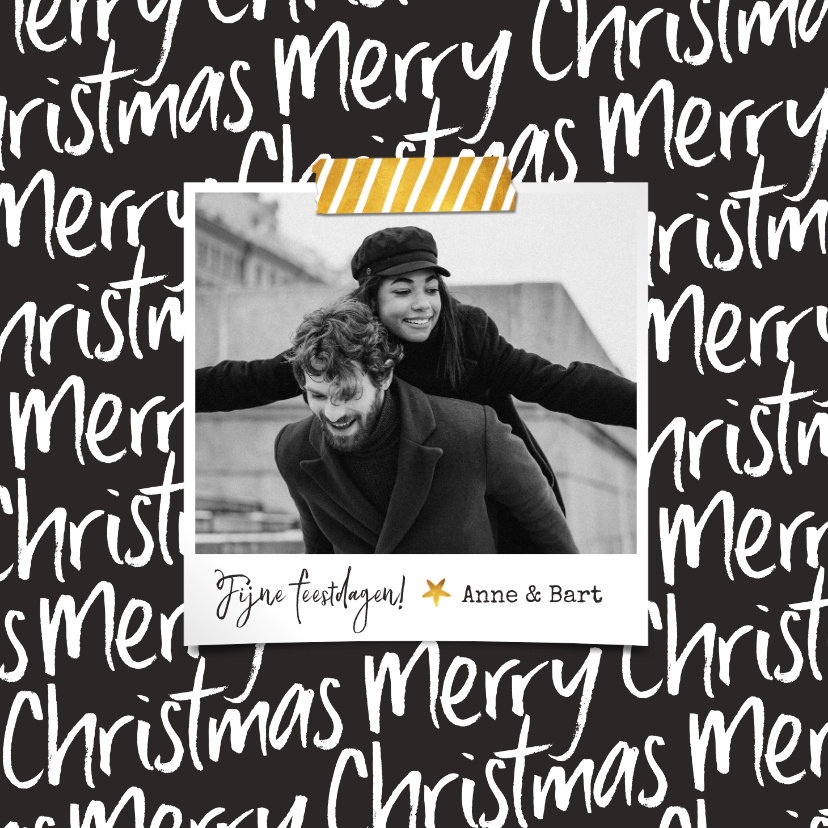 Kerstkaart modern typografisch foto merry christmas - Kerstkaarten Kerstkaarten - Kerstkaart modern typografisch foto merry christmas