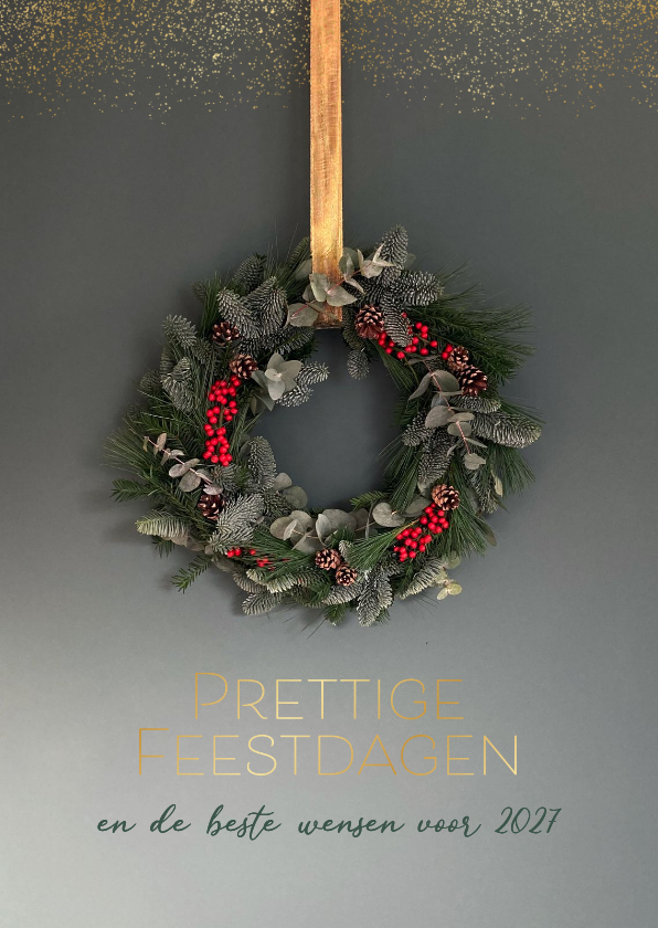 Kerstkaart natuurlijk gebonden kerstkrans - Kerstkaarten Kerstkaarten - Kerstkaart natuurlijk gebonden kerstkrans