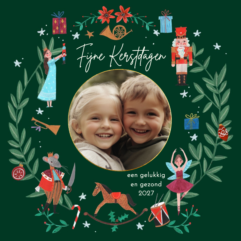 Kerstkaart notenkraker ballet kerstkrans foto - Kerstkaarten Kerstkaarten - Kerstkaart notenkraker ballet kerstkrans foto