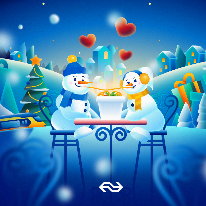 Kerstkaart NS Wintercity vierkant - Kerstkaarten Kerstkaarten - Kerstkaart NS Wintercity vierkant