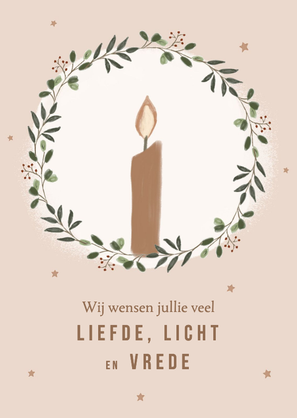 Kerstkaart nude kaarsenkrans - Kerstkaarten Kerstkaarten - Kerstkaart nude kaarsenkrans
