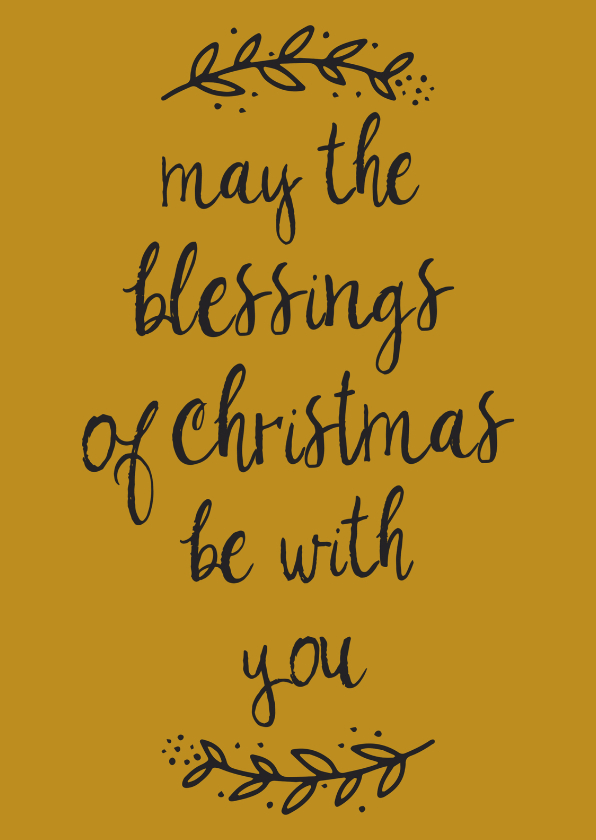 Kerstkaart oker "Blessings" - WW - Kerstkaarten Kerstkaarten - Kerstkaart oker "Blessings" - WW