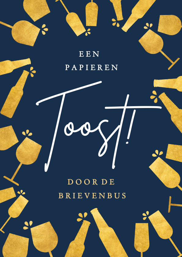Kerstkaart papieren toost door de brievenbus - Kerstkaarten Kerstkaarten - Kerstkaart papieren toost door de brievenbus