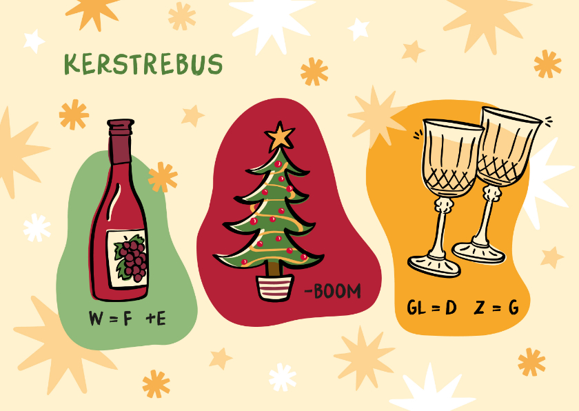 Kerstkaarten - Kerstkaart rebus illustraties 
