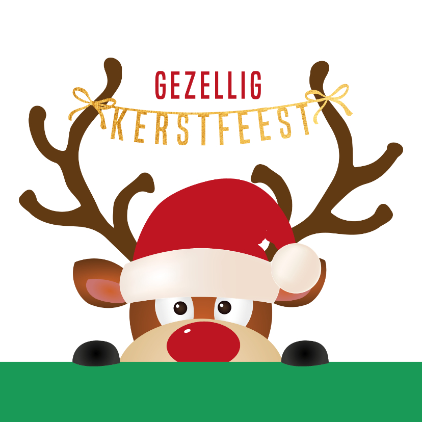 Kerstkaarten - Kerstkaart rendier gezellig kerstfeest