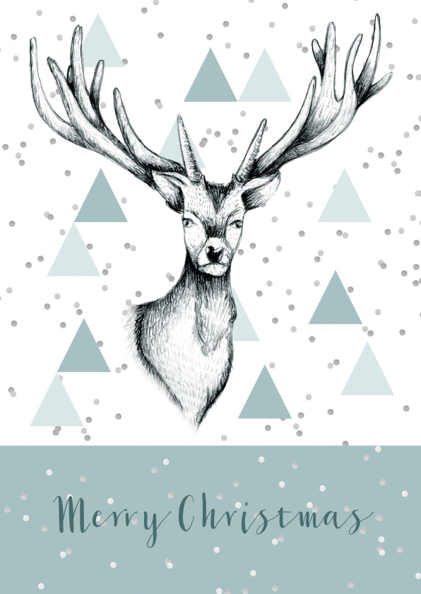 Kerstkaart rendier grafisch stijlvol - Kerstkaarten Kerstkaarten - Kerstkaart rendier grafisch stijlvol
