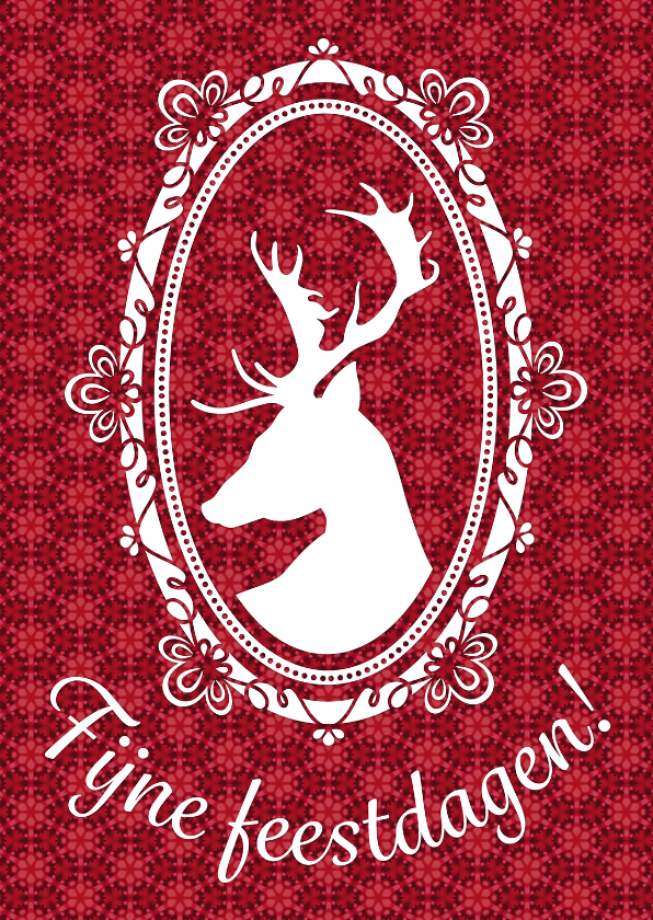 Kerstkaart rendier wit - Kerstkaarten Kerstkaarten - Kerstkaart rendier wit