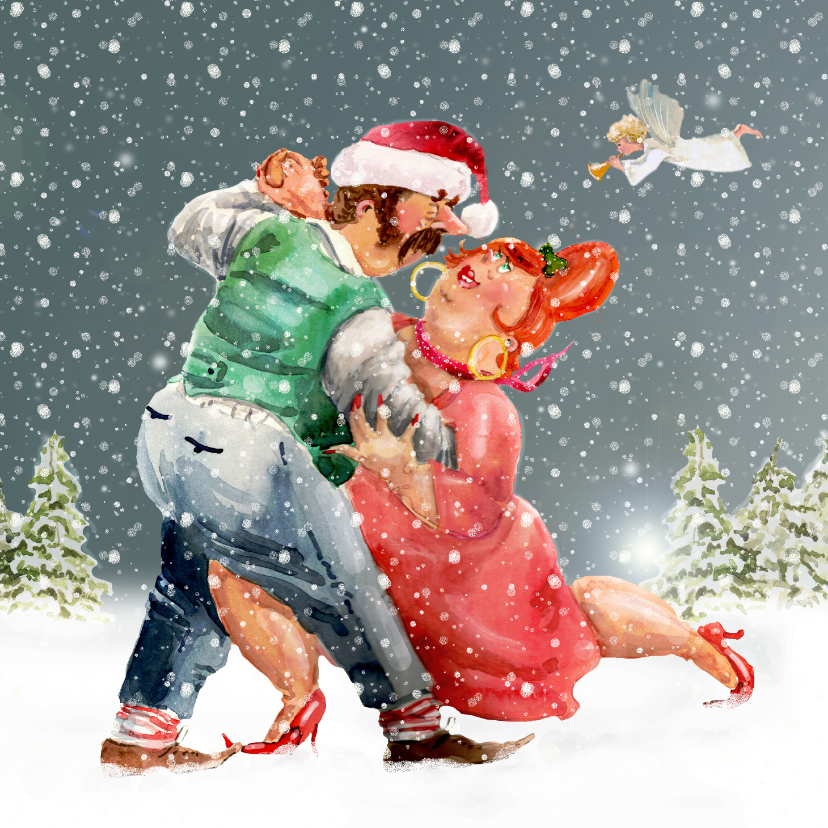 Kerstkaarten - Kerstkaart romantisch paar