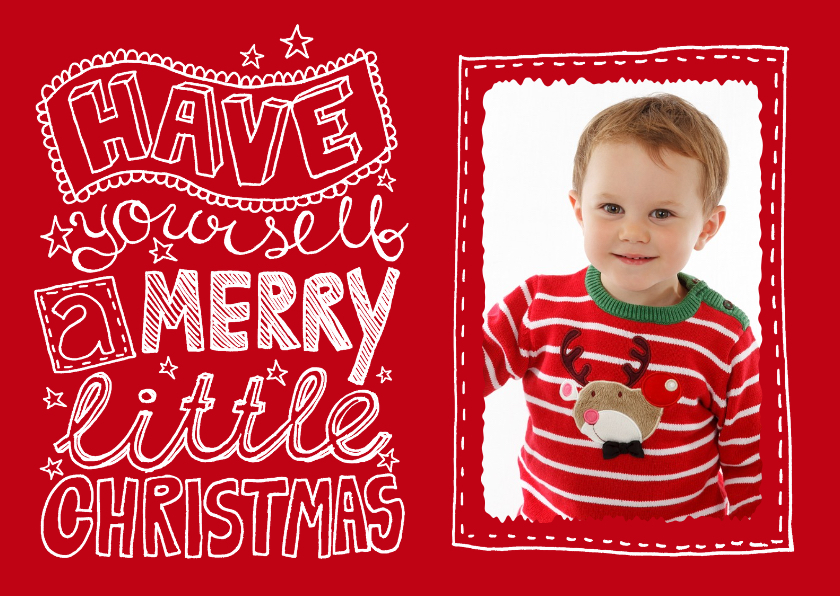 Kerstkaart handlettering foto rood - Kerstkaarten Kerstkaarten - Kerstkaart handlettering foto rood