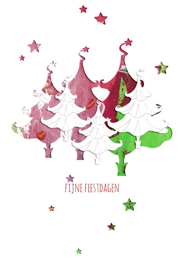 Kerstkaart Roze Kerstbomen - Kerstkaarten Kerstkaarten - Kerstkaart Roze Kerstbomen