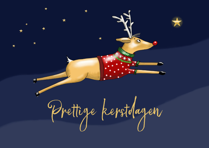 Kerstkaart - Rudolph tussen de sterren - Kerstkaarten Kerstkaarten - Kerstkaart - Rudolph tussen de sterren