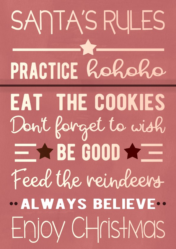 Kerstkaart Santa's rules - Kerstkaarten Kerstkaarten - Kerstkaart Santa's rules