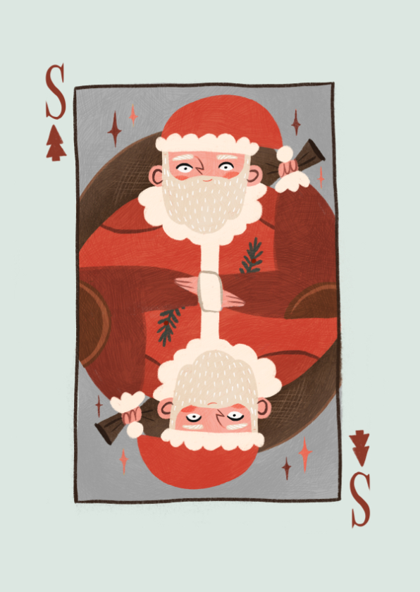 Kerstkaarten - Kerstkaart Santa speelkaart