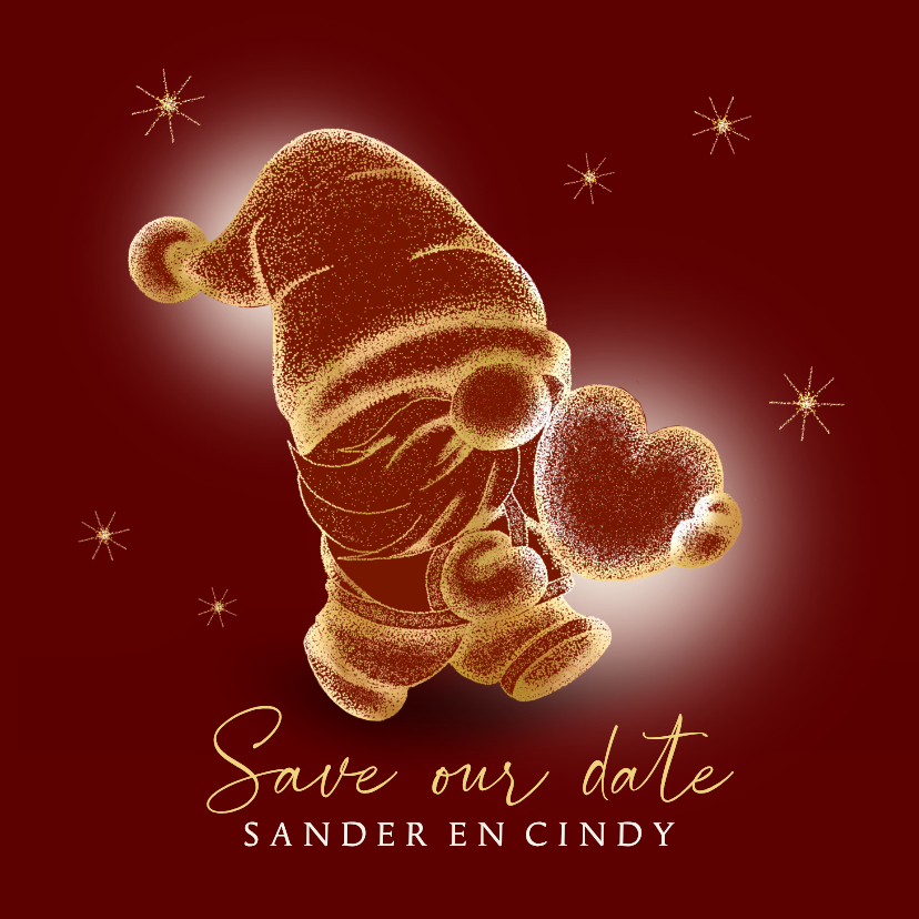 Kerstkaarten - Kerstkaart Save the Date met kabouter