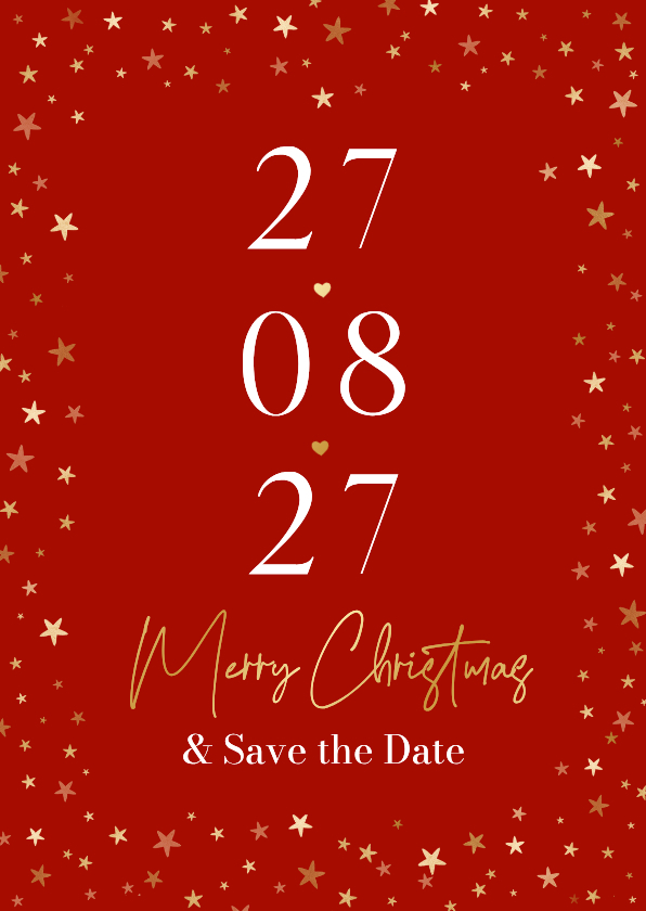 Kerstkaart save the date trouwkaart sterren goud liefde - Kerstkaarten Kerstkaarten - Kerstkaart save the date trouwkaart sterren goud liefde