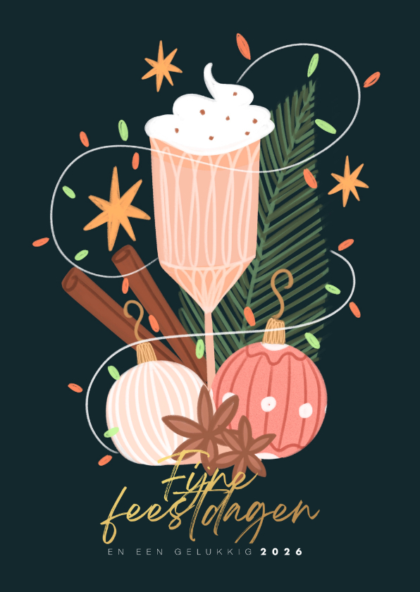 Kerstkaart schnaps en kaneel - Kerstkaarten Kerstkaarten - Kerstkaart schnaps en kaneel