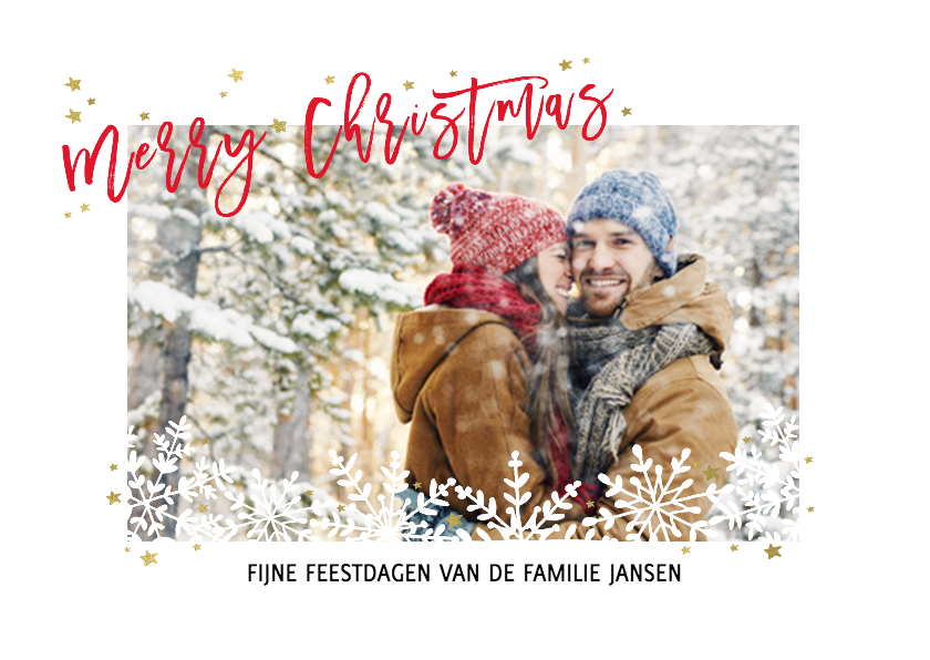 Kerstkaart Sneeuw kader - Kerstkaarten Kerstkaarten - Kerstkaart Sneeuw kader