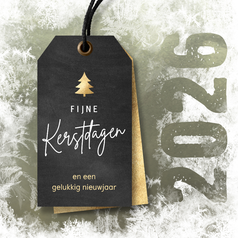 Kerstkaart sneeuw met label - Kerstkaarten Kerstkaarten - Kerstkaart sneeuw met label