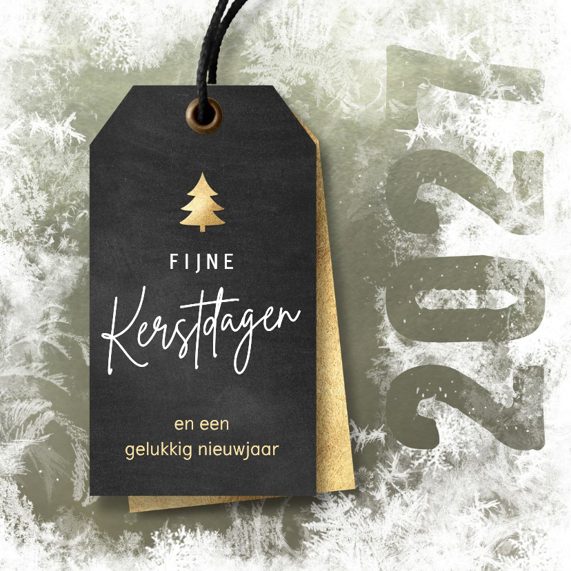 Kerstkaarten - Kerstkaart sneeuw met label