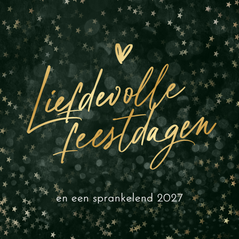 Kerstkaart sprankelend liefdevolle feestdagen sterren hartje - Kerstkaarten Kerstkaarten - Kerstkaart sprankelend liefdevolle feestdagen sterren hartje