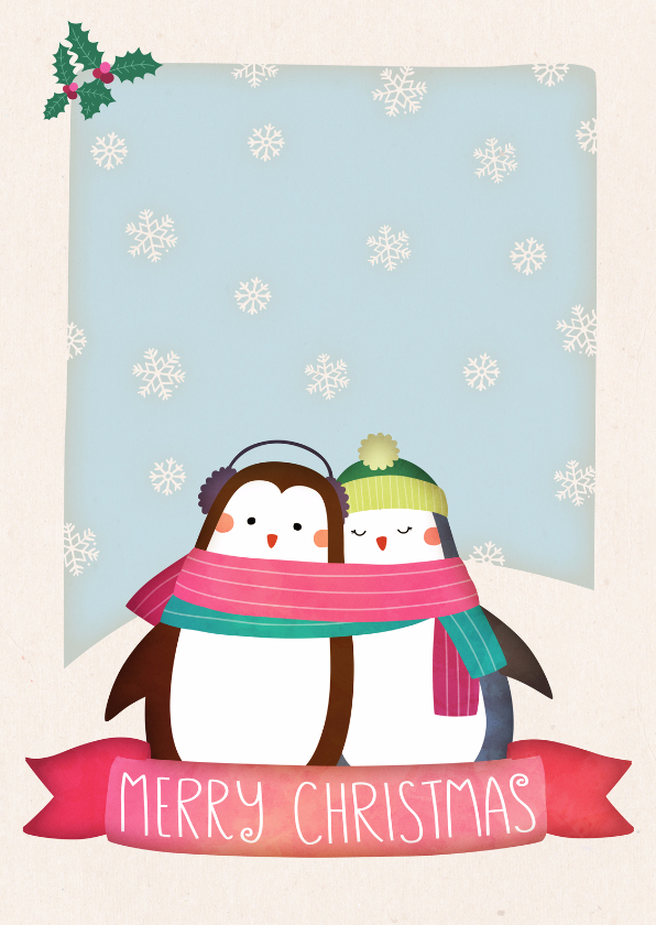 Kerstkaart staand pinguïns - Kerstkaarten Kerstkaarten - Kerstkaart staand pinguïns