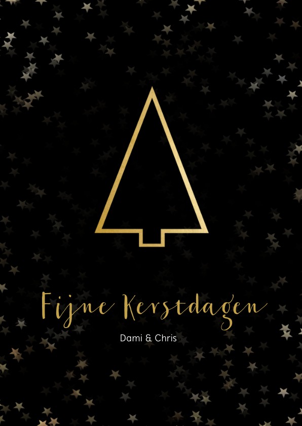 Kerstkaart staand zwart gouden kerstboom - Een gouden kerst - Kerstkaarten Kerstkaarten - Kerstkaart staand zwart gouden kerstboom - Een gouden kerst