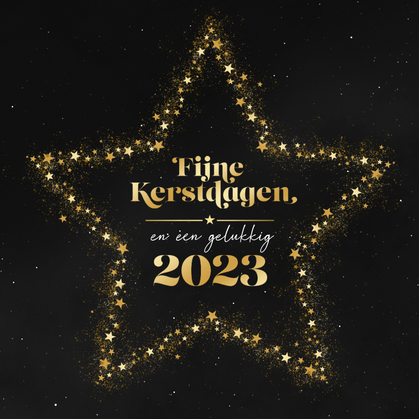 Kerstkaart ster fijne kerstdagen gelukkig 2023 Kaartje2go