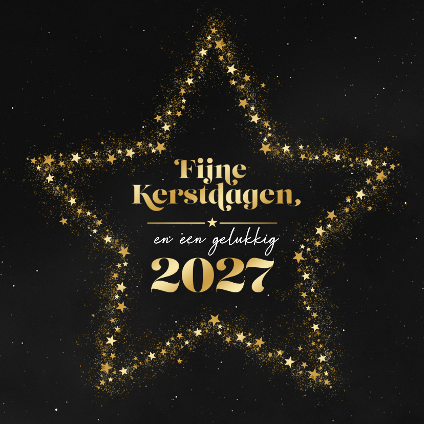 Kerstkaarten - Kerstkaart ster fijne kerstdagen gelukkig 2027 goud